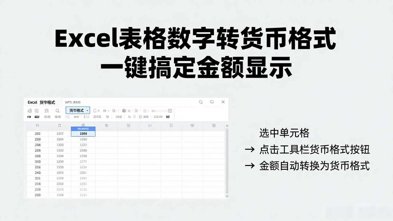 Excel表格数字转货币格式 一键搞定金额显示