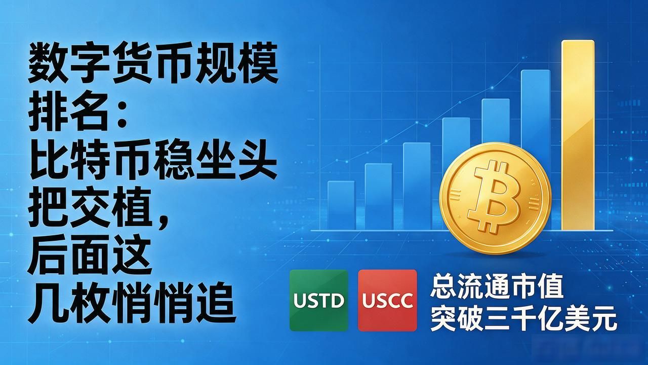 数字货币规模排名：比特币稳坐头把交椅，后面这几枚悄悄追