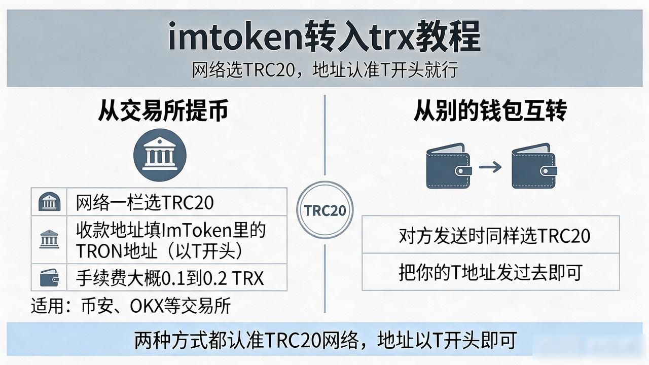 imtoken转入trx教程：网络选TRC20，地址认准T开头就行