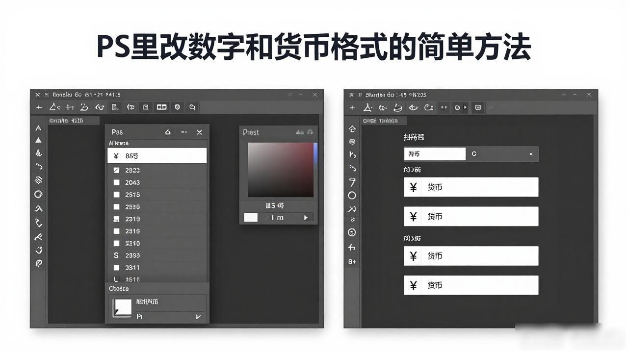 Photoshop修改货币符号位置技巧_Photoshop处理数字文本格式调整_ps怎么修改数字与货币格式方法