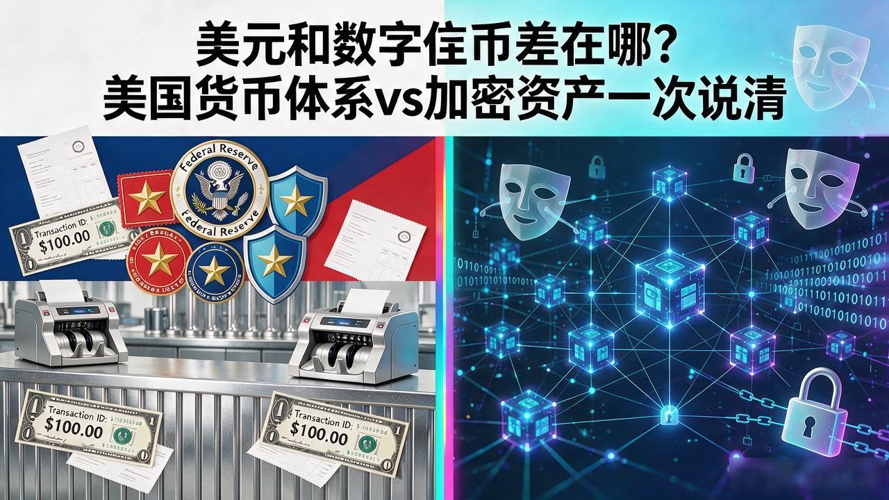 美元和数字货币差在哪？美国货币体系vs加密资产一次说清